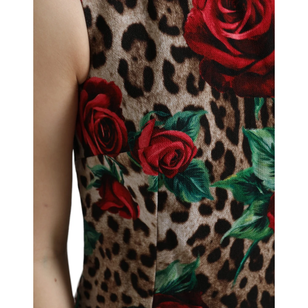 Dolce & Gabbana Kleurrijke Luipaard Bloemen Wol A-lijn Jurk Multicolor Dames