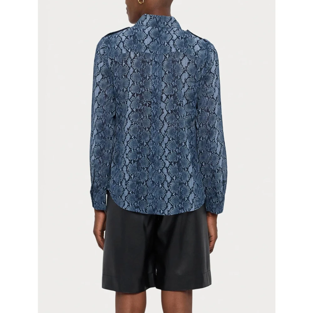 Michael Kors Blauw bedrukt klassiek kraagoverhemd Blue Dames