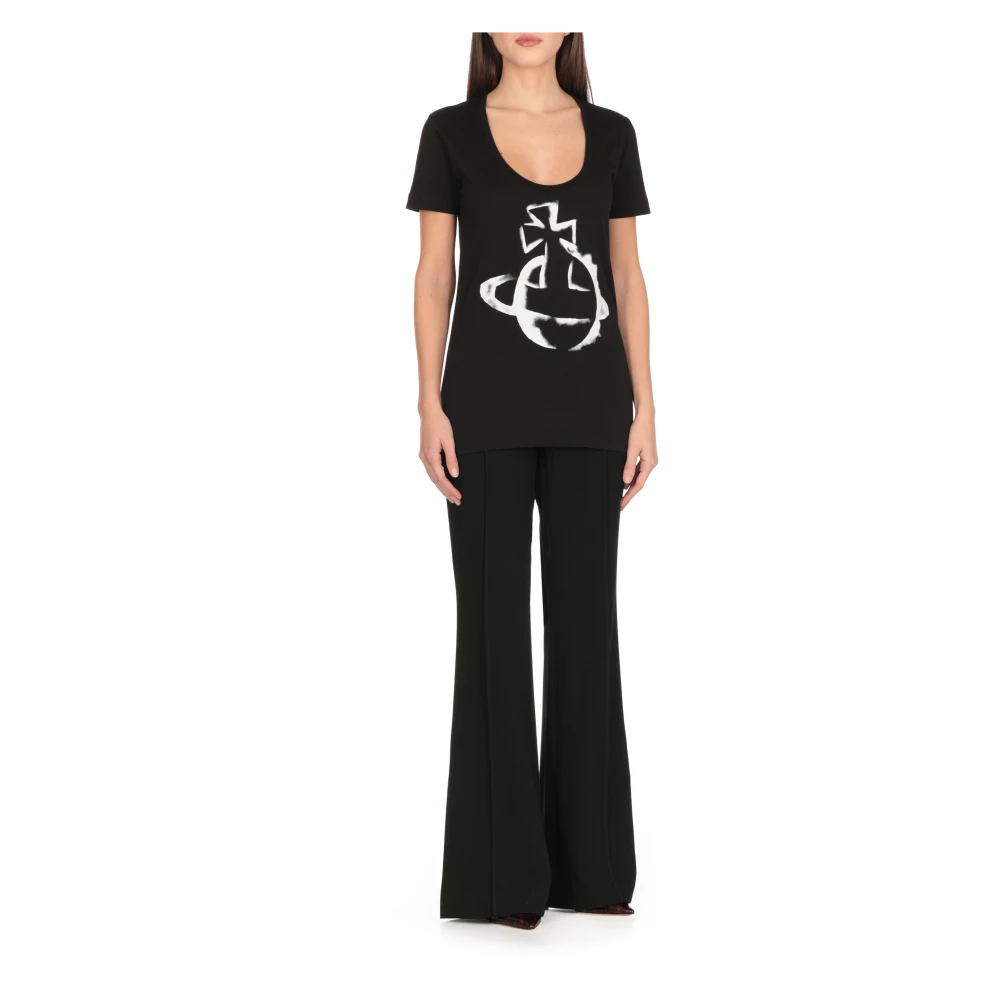 Vivienne Westwood Zwarte Katoenen T-shirt met Logo Black Dames