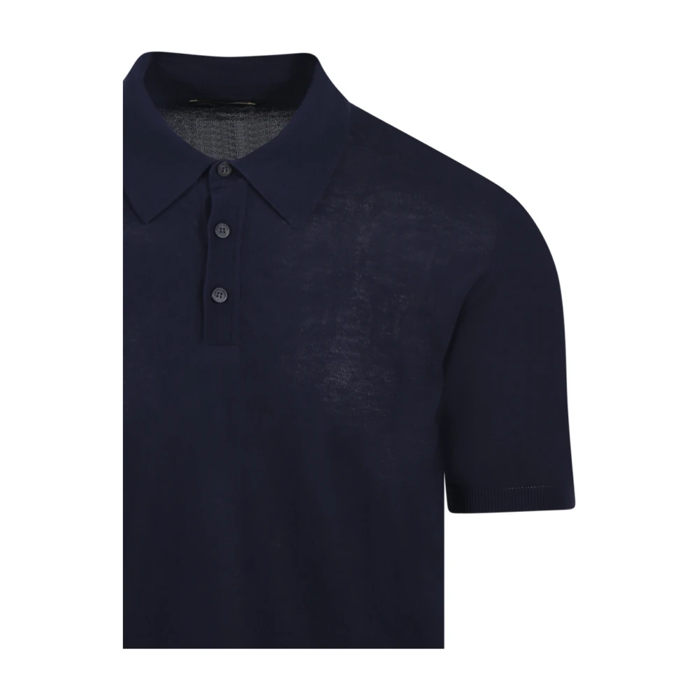 Roberto Collina Navy Polo Korte Mouw Sweater Blue Heren