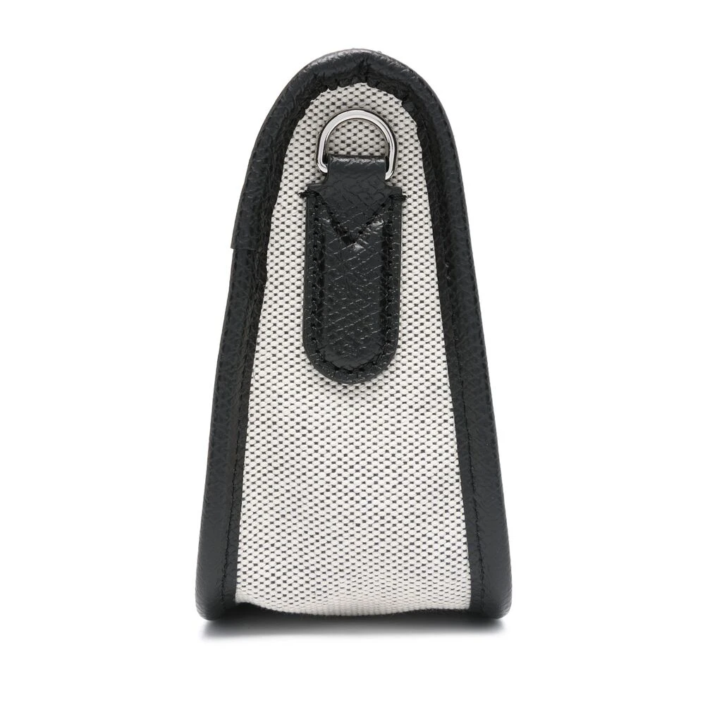 Longchamp Canvas Leren Schoudertas met Logo Print White Dames