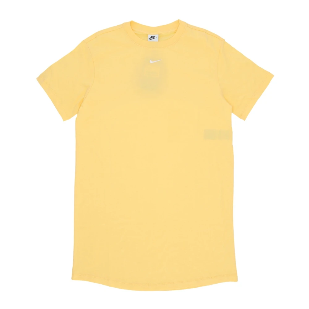 Nike Women's Yellow Training T-Shirts & Tops, M, Essential Tee Dress Topaz Gold/White