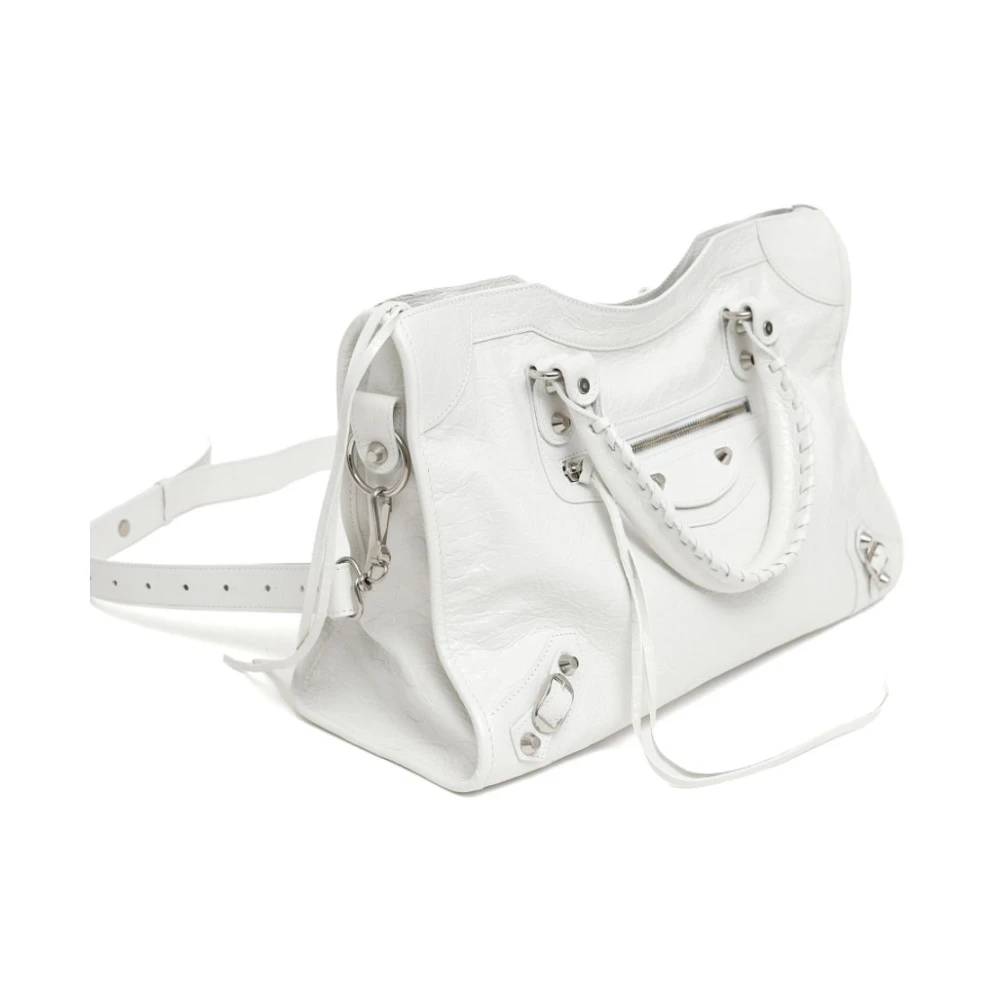 Balenciaga Witte Leren Tote Tas White Dames