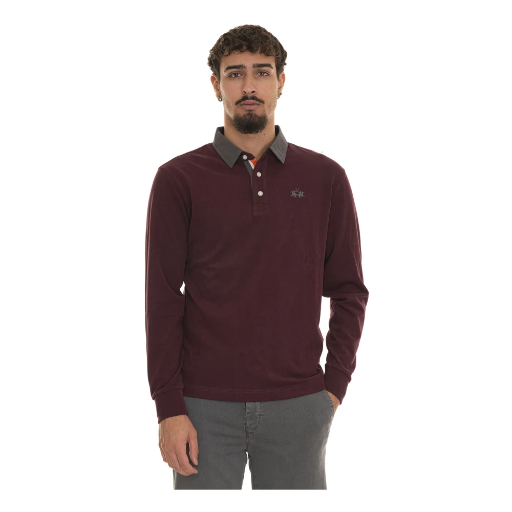 LA MARTINA Ruggero Lange Mouw Polo Shirt Red Heren