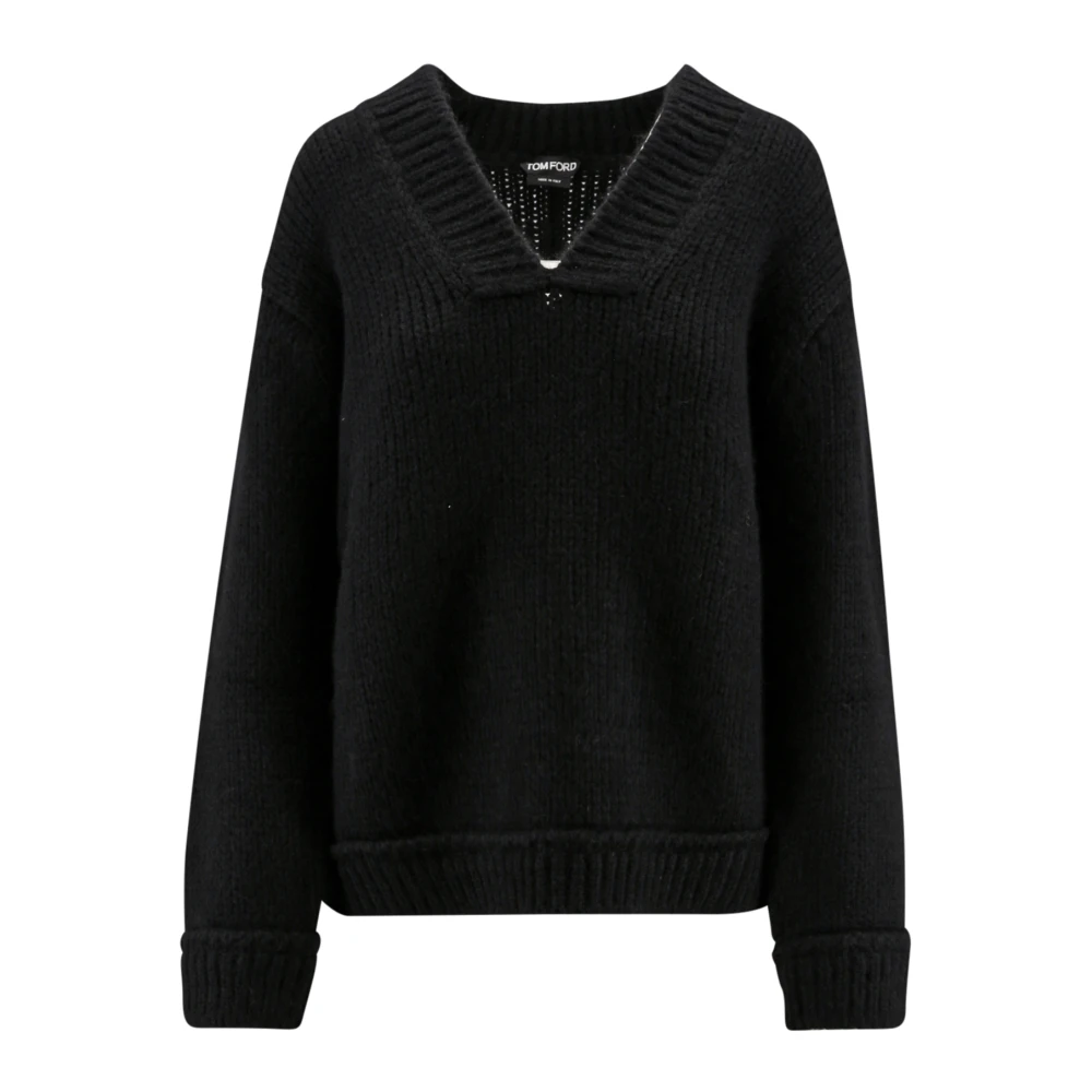 Tom Ford Elegant Alpaca Blend V-Neck Sweater Black Dames