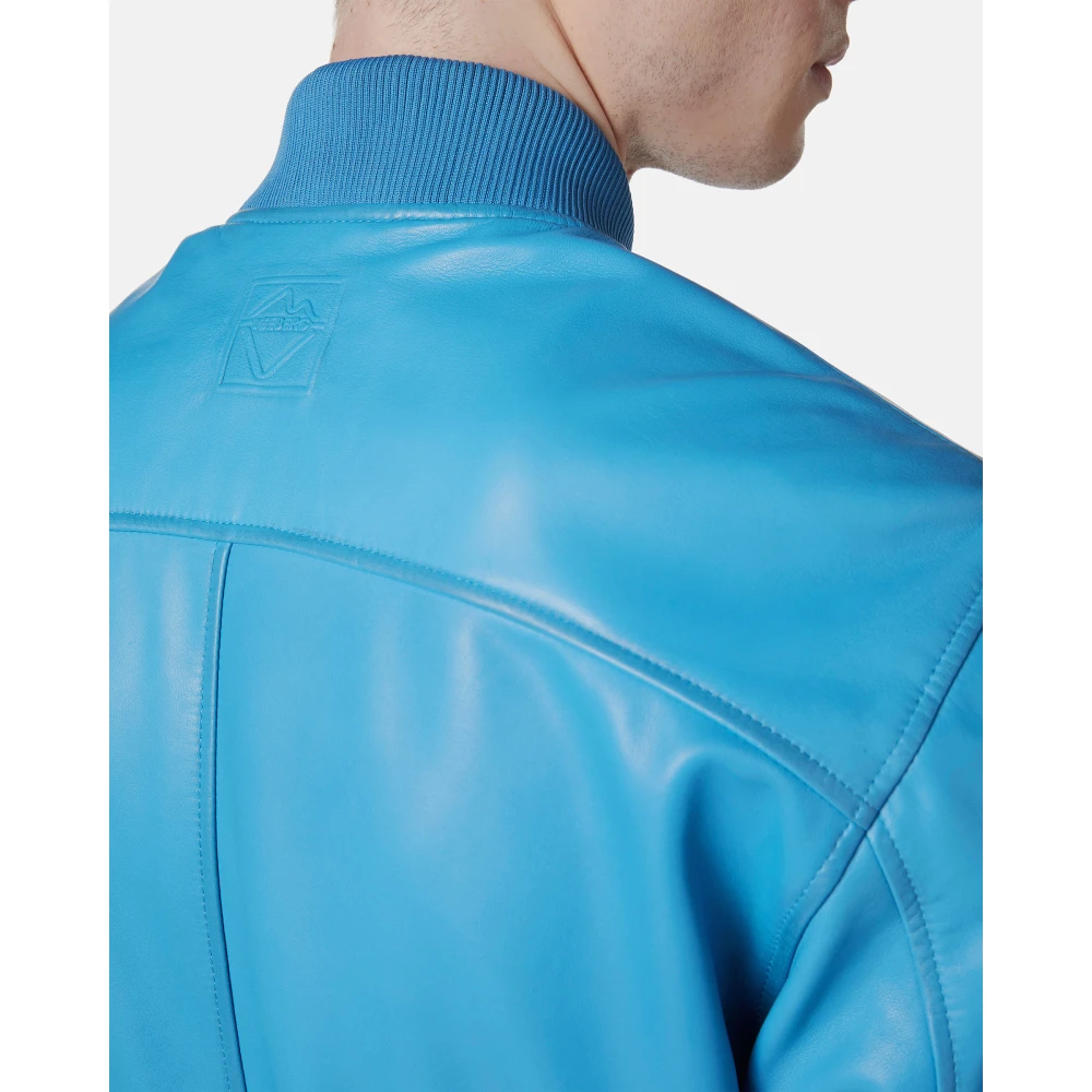 Iceberg Kobalt nappa jas met schaduwbehandeling en logo Blue Heren