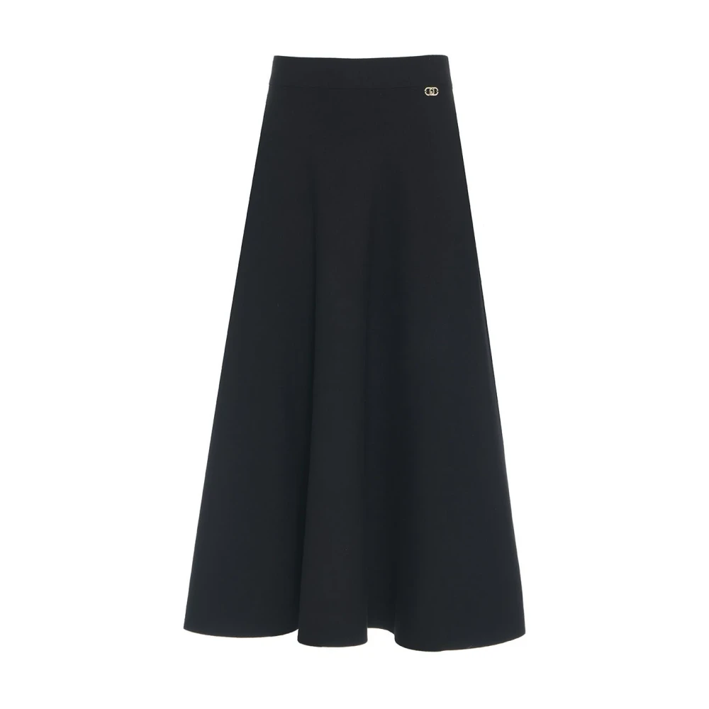 Liu Jo Gebreide Midi Rok met Logodetails Black Dames