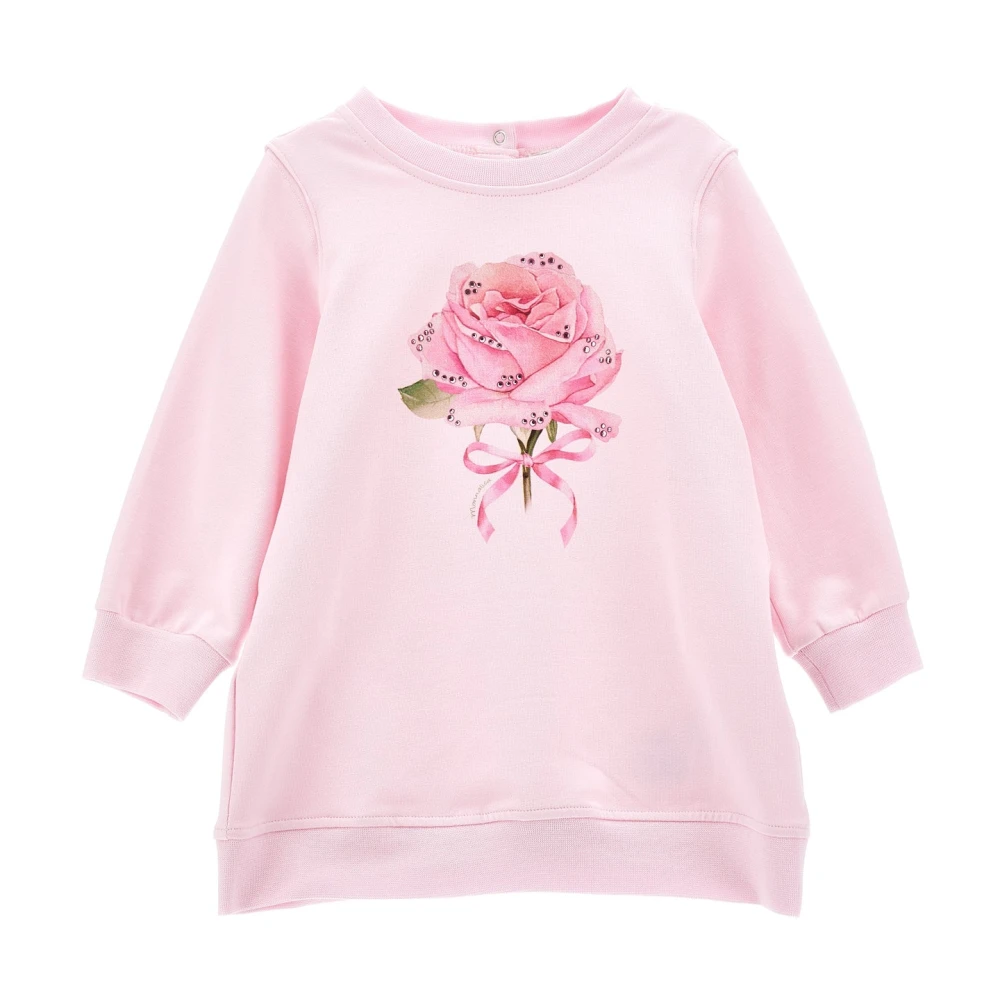 Monnalisa Girls Pink Dresses, 3 Y, Cotton Sweatshirt