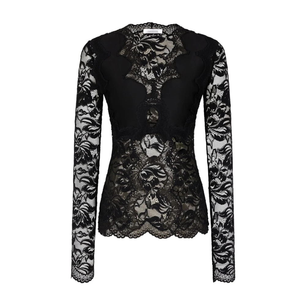 Rabanne Women's Black Blouses, M, Wool Jumper With Xl Chain Detail