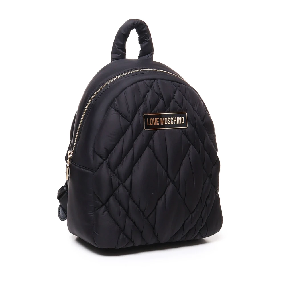 Love Moschino Gewatteerde Zwarte Rugzak met Verstelbare Banden Black Dames