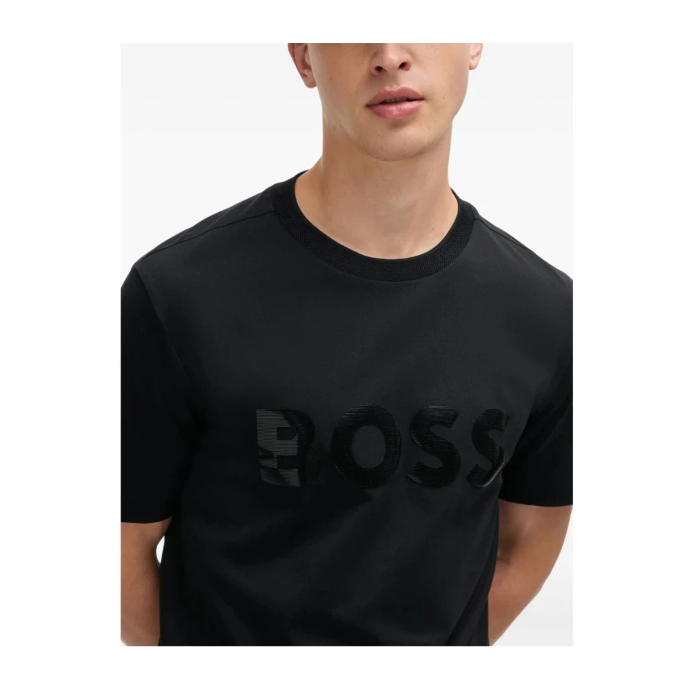 Hugo Boss Spiegel Logo T-shirt Eco Vriendelijk Black Heren