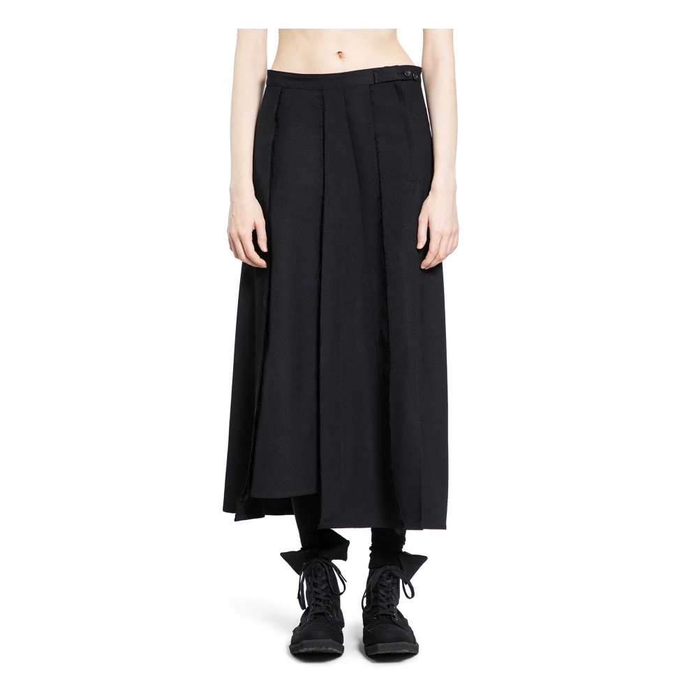 Yohji Yamamoto Geplooide Rok met Panelen Black Dames