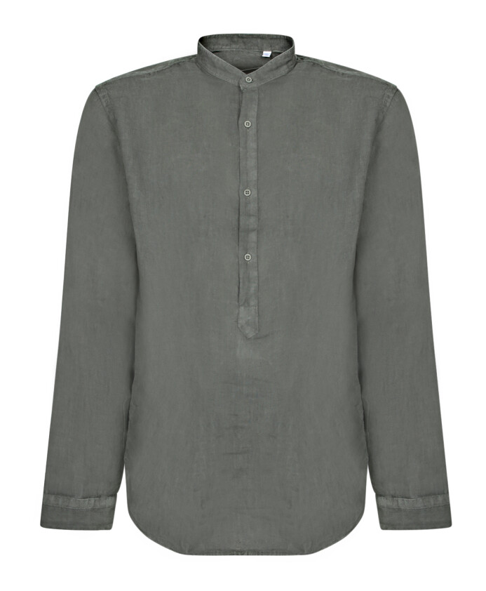 chemise-en-lin-vert-a-col-mandarin