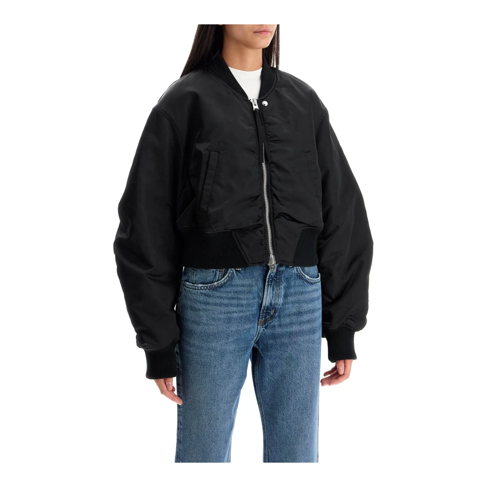 Agolde Boxy Nylon Bomber Jacket Black Dames