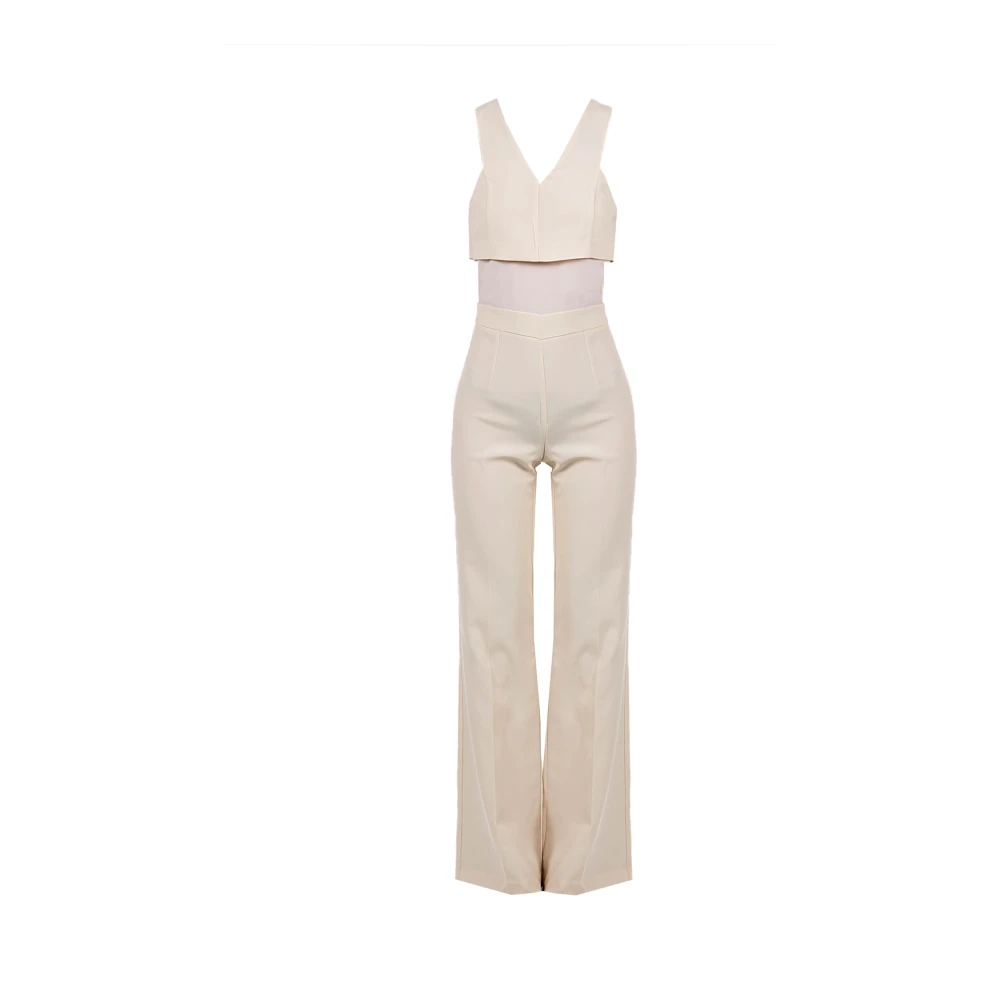 Patrizia Pepe Beige Elegant V-Ringad Jumpsuit