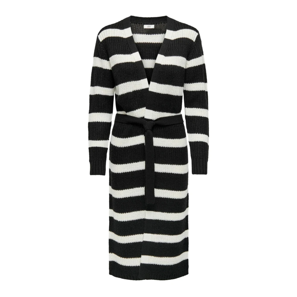 Jacqueline de Yong Gestreepte Lange Mouw Vest Zwart Black Dames