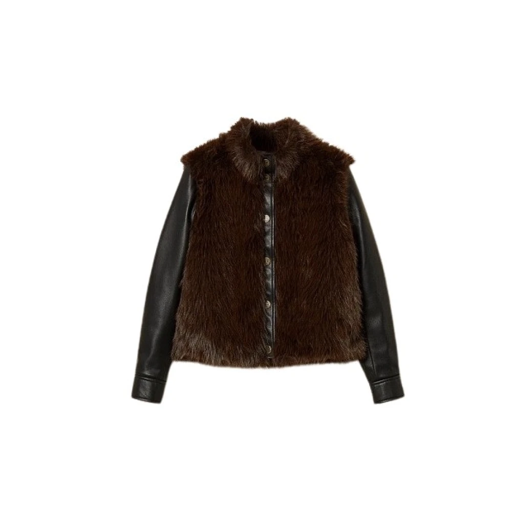 Twinset Brown Vests - Female - Faux Fur & Shearling Jackets - L - Jackets