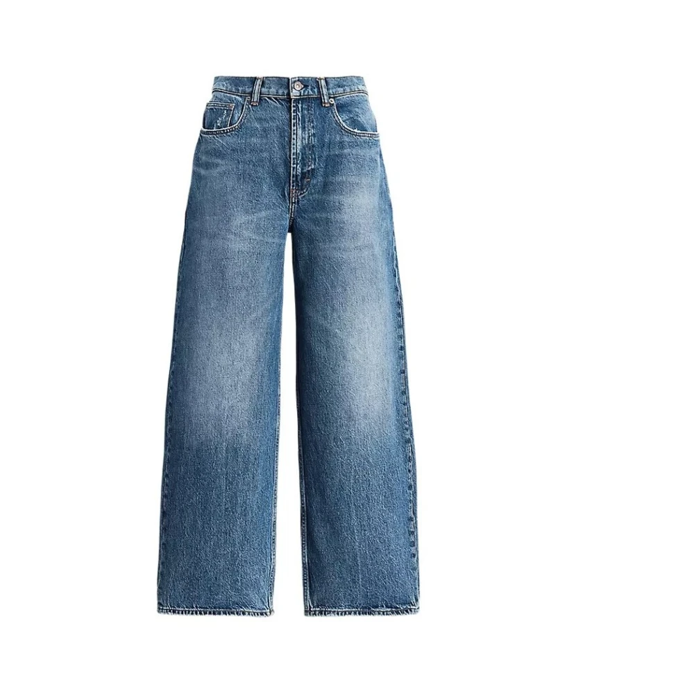 Polo Ralph Lauren Women's Blue High-Waisted Wide-Leg Jeans - Wide Jeans - W27 - Jeans
