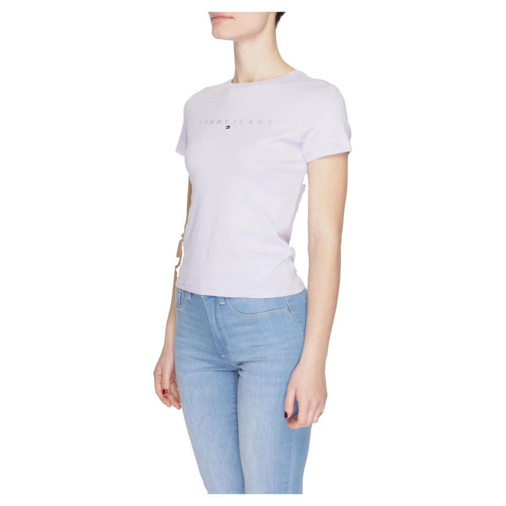 Tommy Jeans Tonal Linea Katoenen T-Shirt Collectie Purple Dames