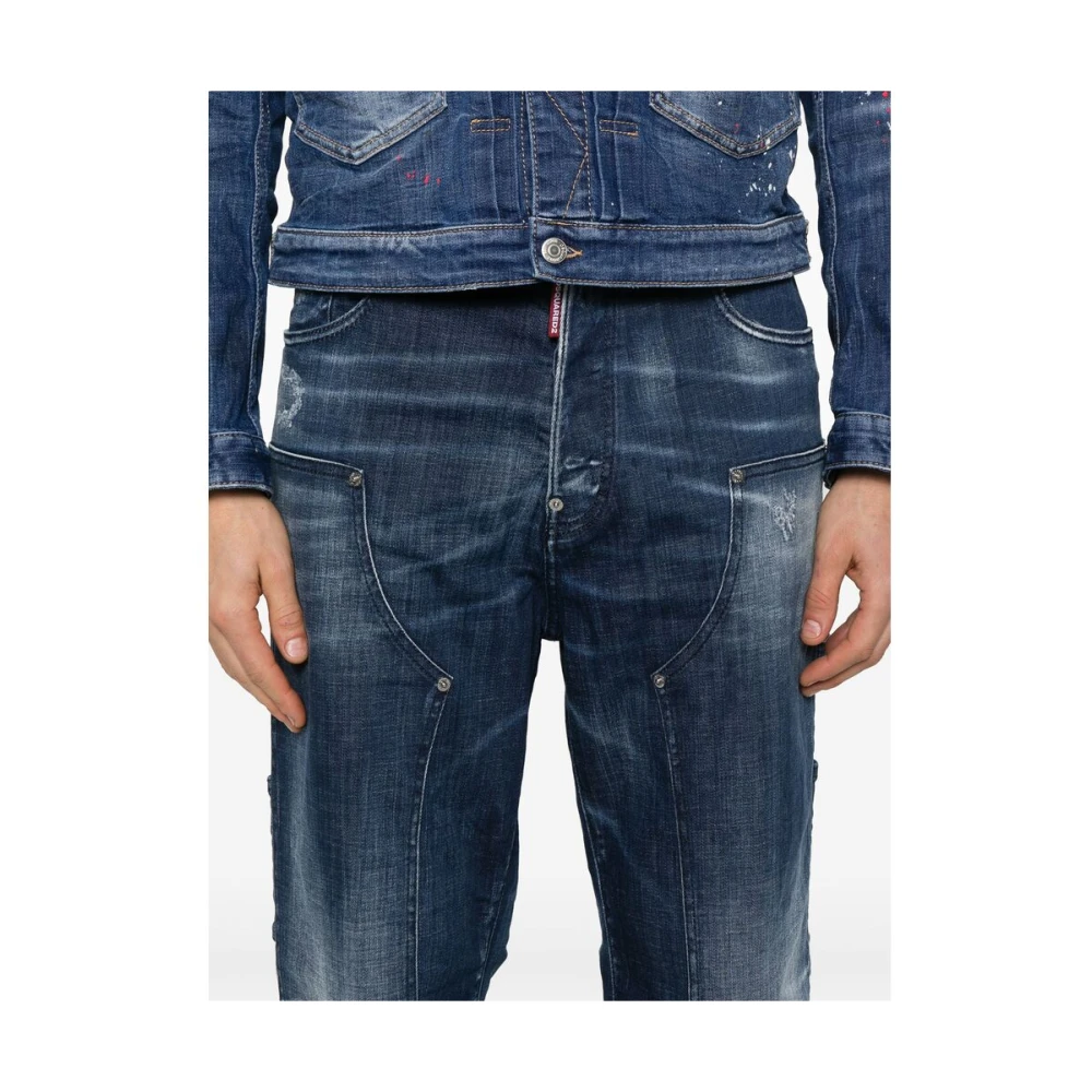 Dsquared2 Indigo Blauwe Klassieke Jeans Met Knoopsluiting Blue Heren
