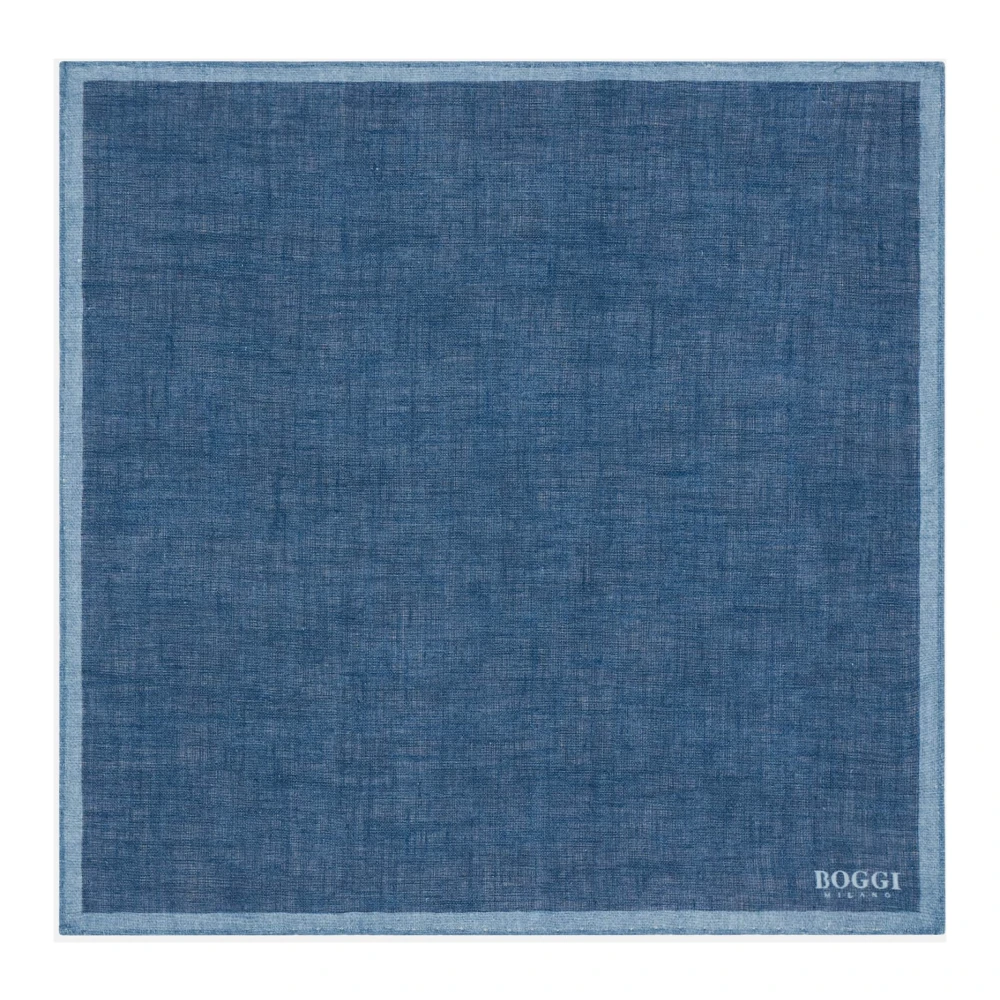 Boggi Milano Linnen Zakdoek Met Contrasterende Rand Brown Heren