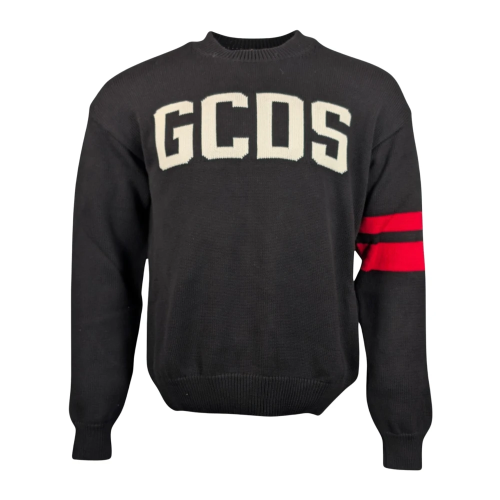 Gcds Black Sweatshirts, Male, L, Logo Detail Jumper