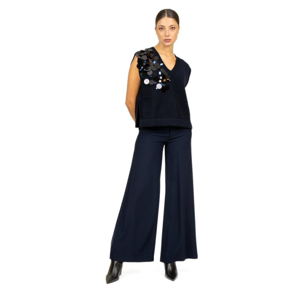 Liviana Conti Straight Leg Pants Blue Dames
