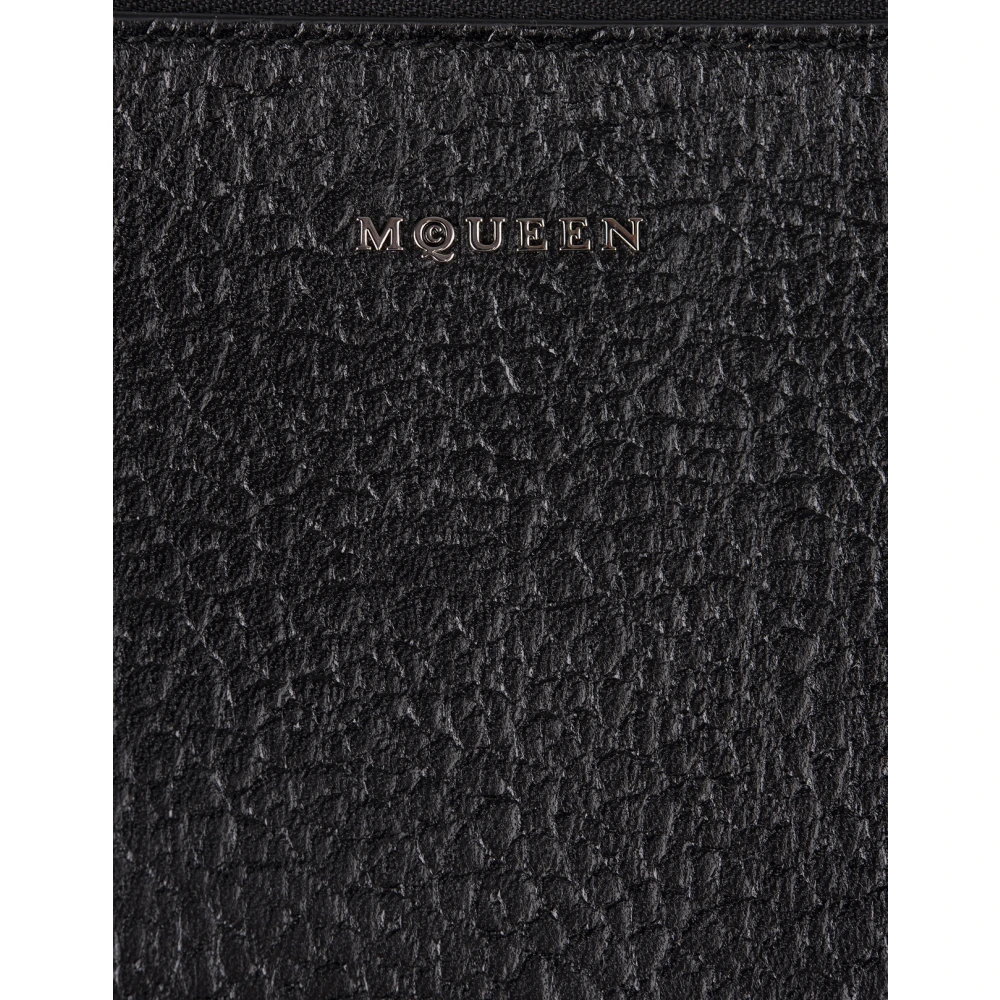 alexander mcqueen Zwarte Korrelige Leren Clutch Tas Black Heren