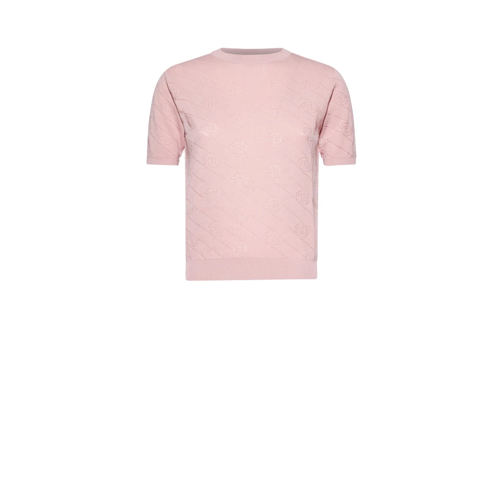 Silvian Heach Rosa Maglia A Maniche Corte Con Lavorazione Decorativa