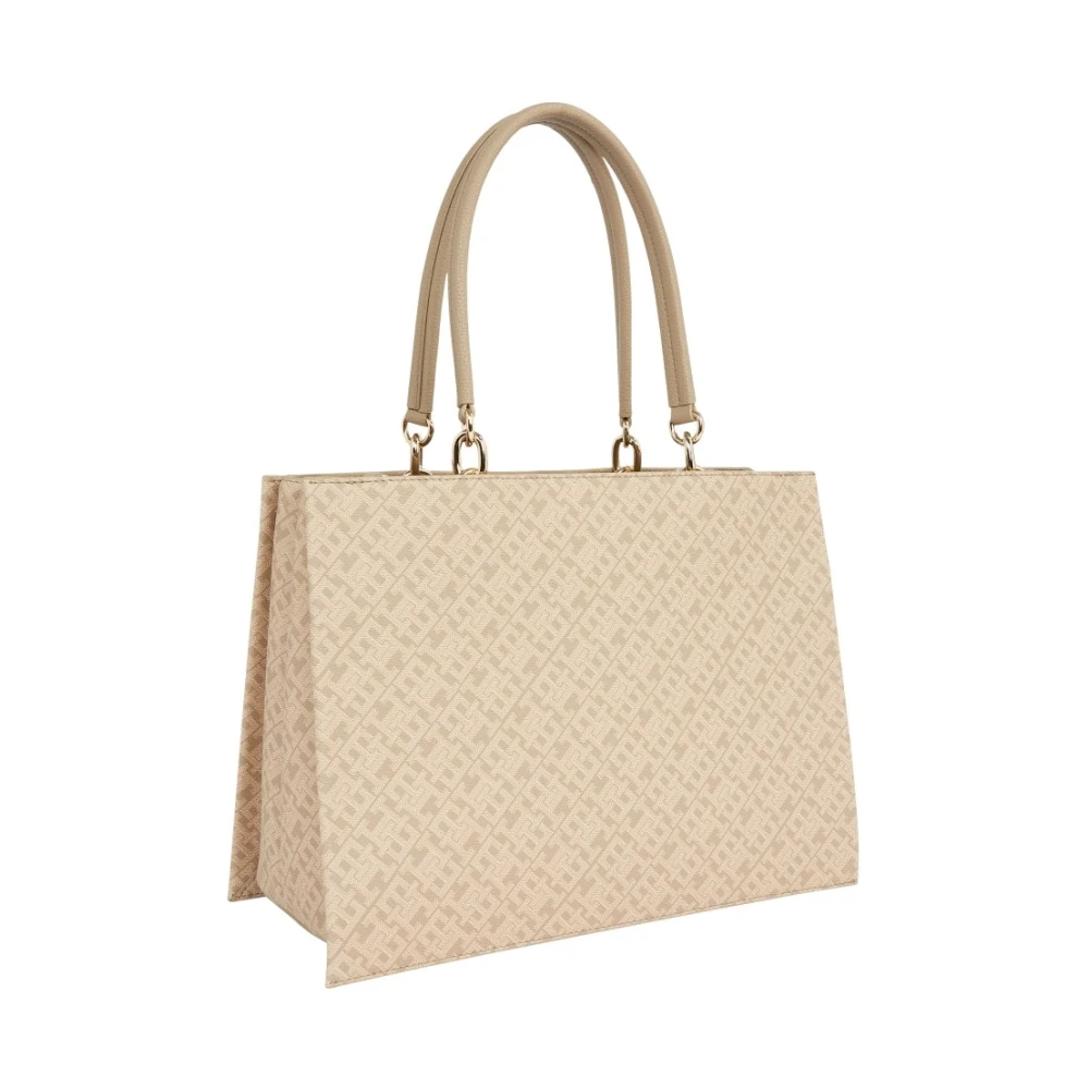 Tommy Hilfiger Beige Handtas Mono Satchel Beige Dames