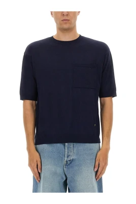 Stickad T-shirt med fickdetalj