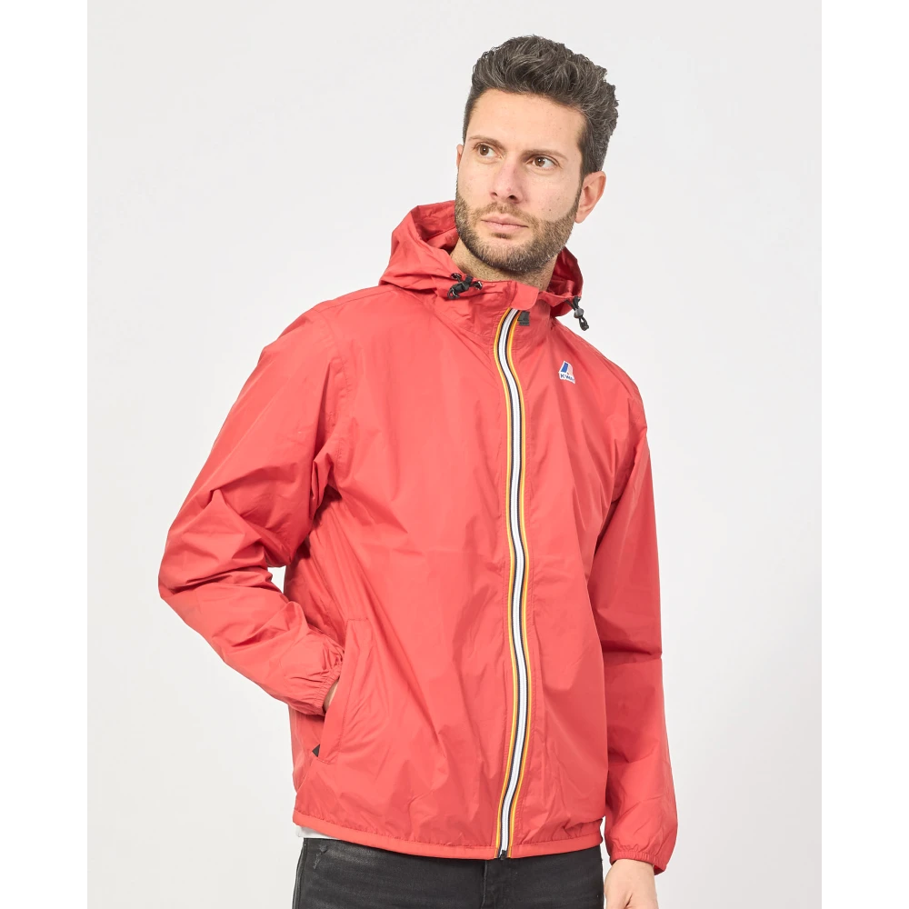 K-way Rode Lichtgewicht Hoodiejas Levrai Claude Red Heren