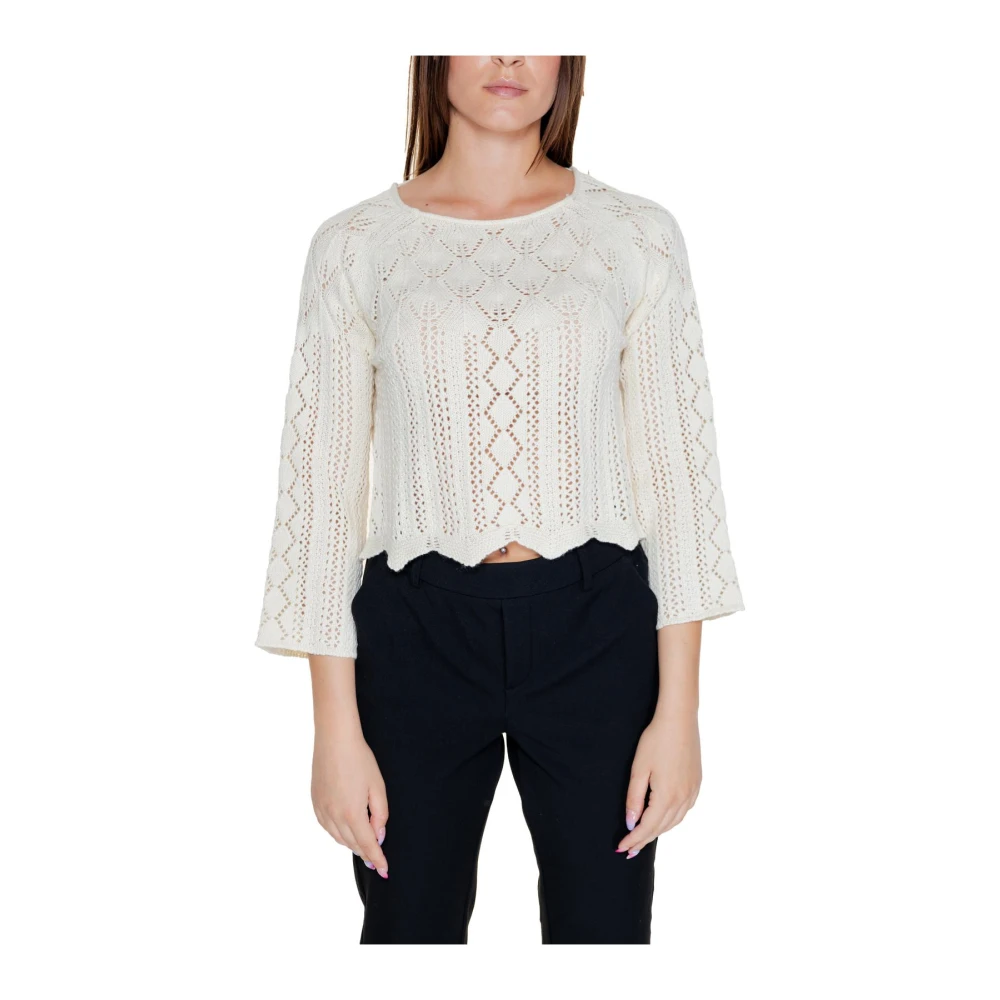 Vero Moda Women's Beige Knit Jumper With Round Neck - Round-Neck Knitwear - L- Knitwear