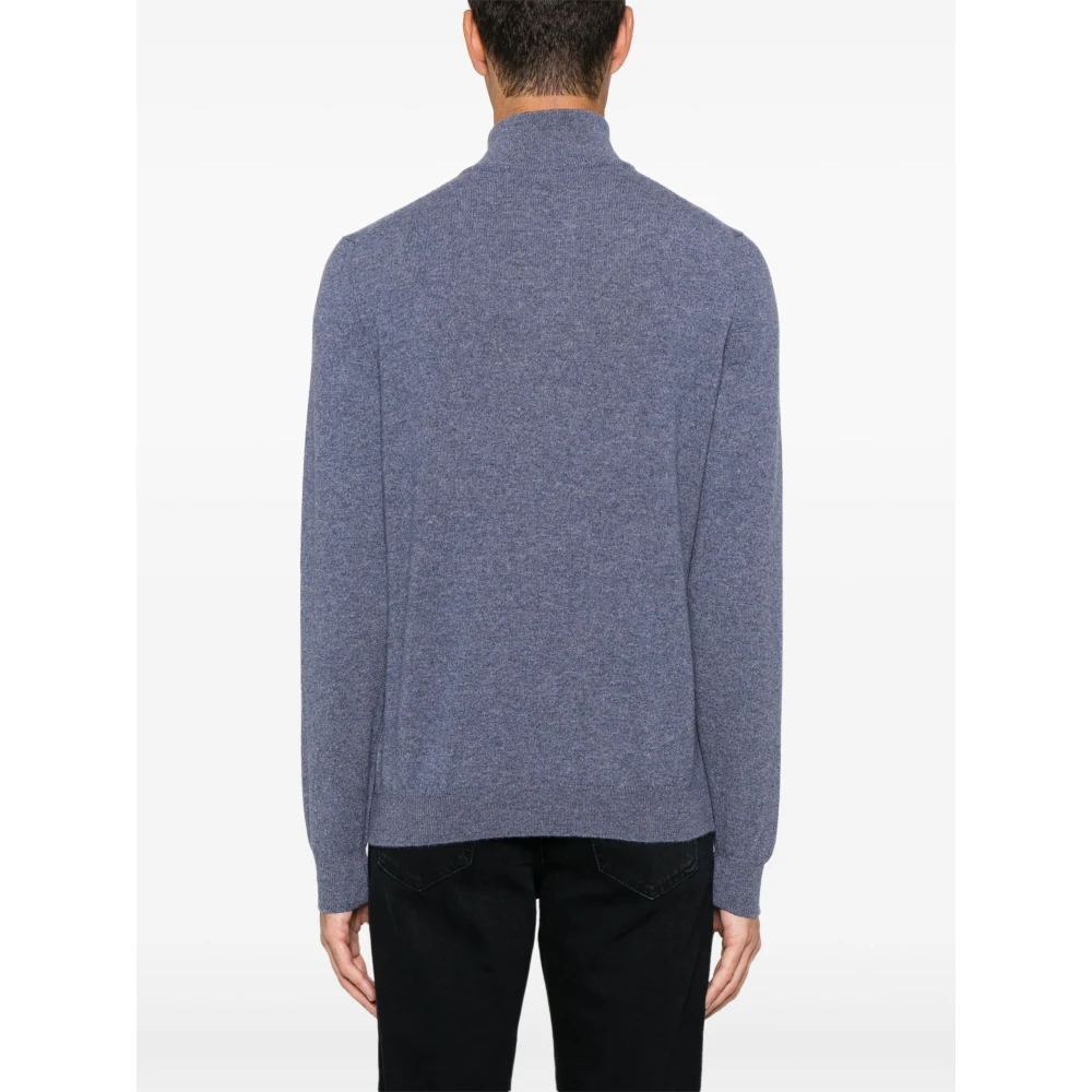 Fedeli Luxe Cashmere Half-Zip Gebreide kleding Blue Heren