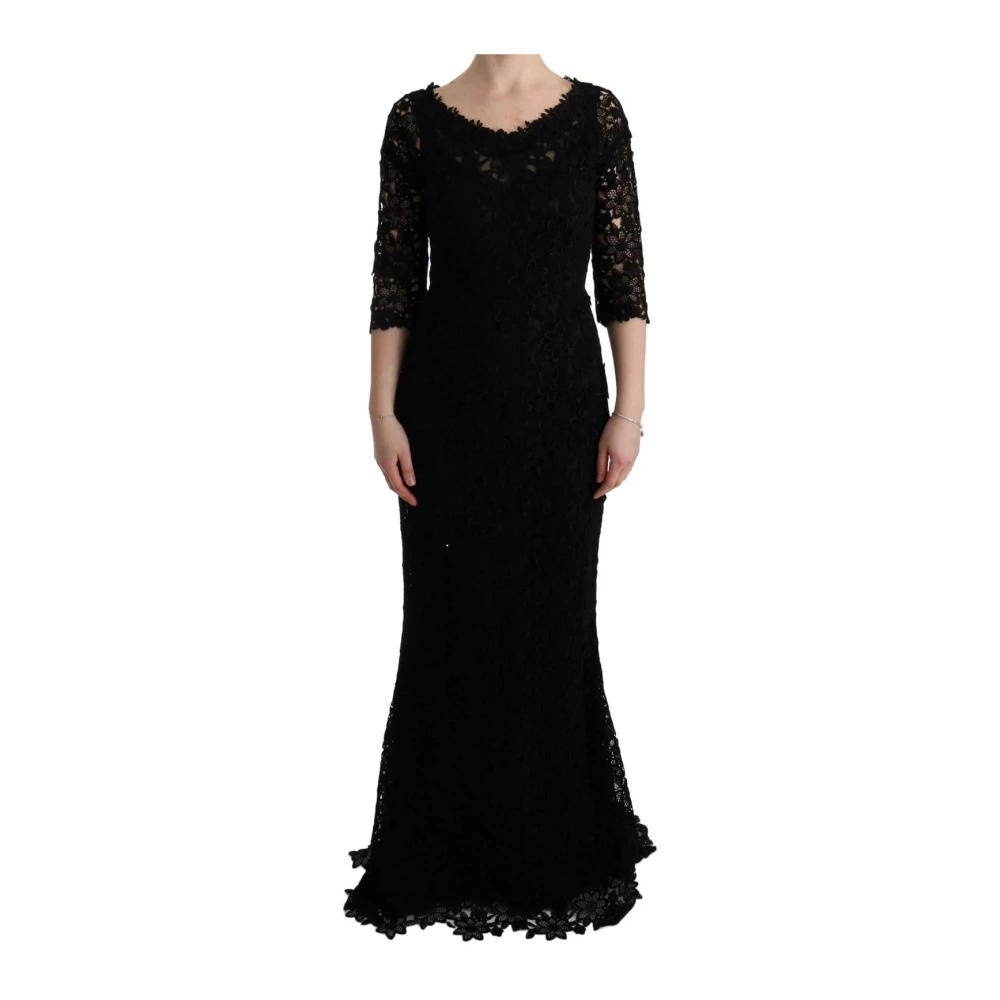 Dolce & Gabbana Black Lace Sheath Dress Round Neck - Female - Gowns - Black - S - Dresses