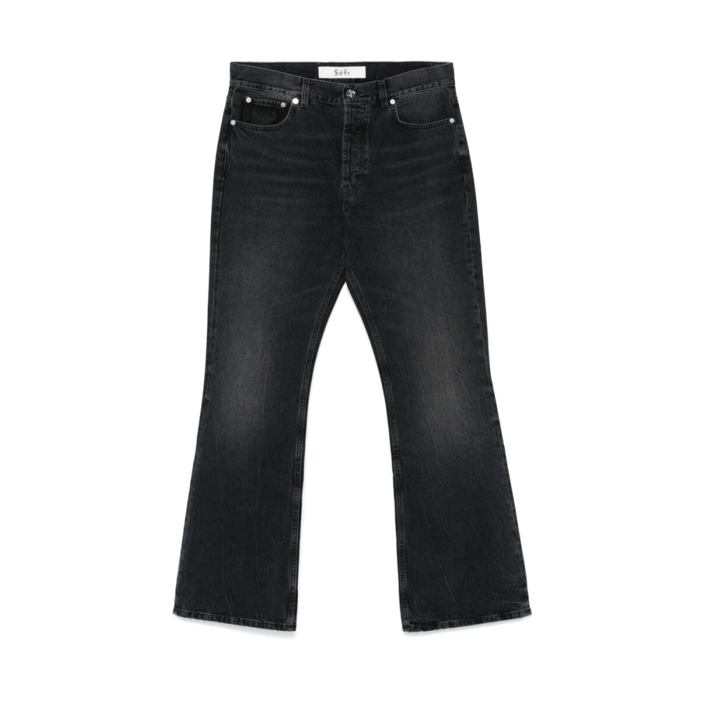 Séfr Zwarte Bootcut Jeans met Whiskering Effect Black Heren