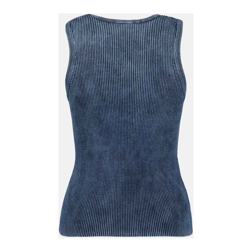 Diesel Blauwe Geribbelde Mouwloze Top Blue Dames