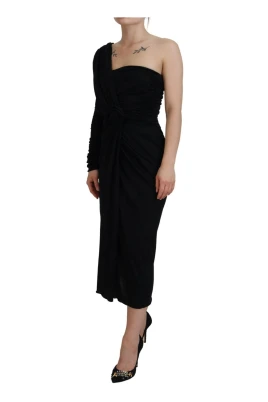 One Shoulder Jersey Dress Rose Detail