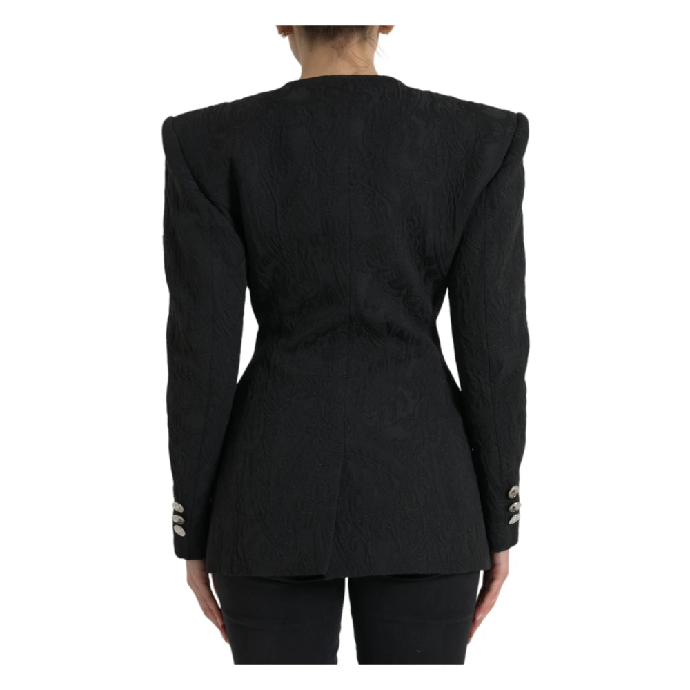 Dolce & Gabbana Elegante dubbelrijige blazerjas Black Dames