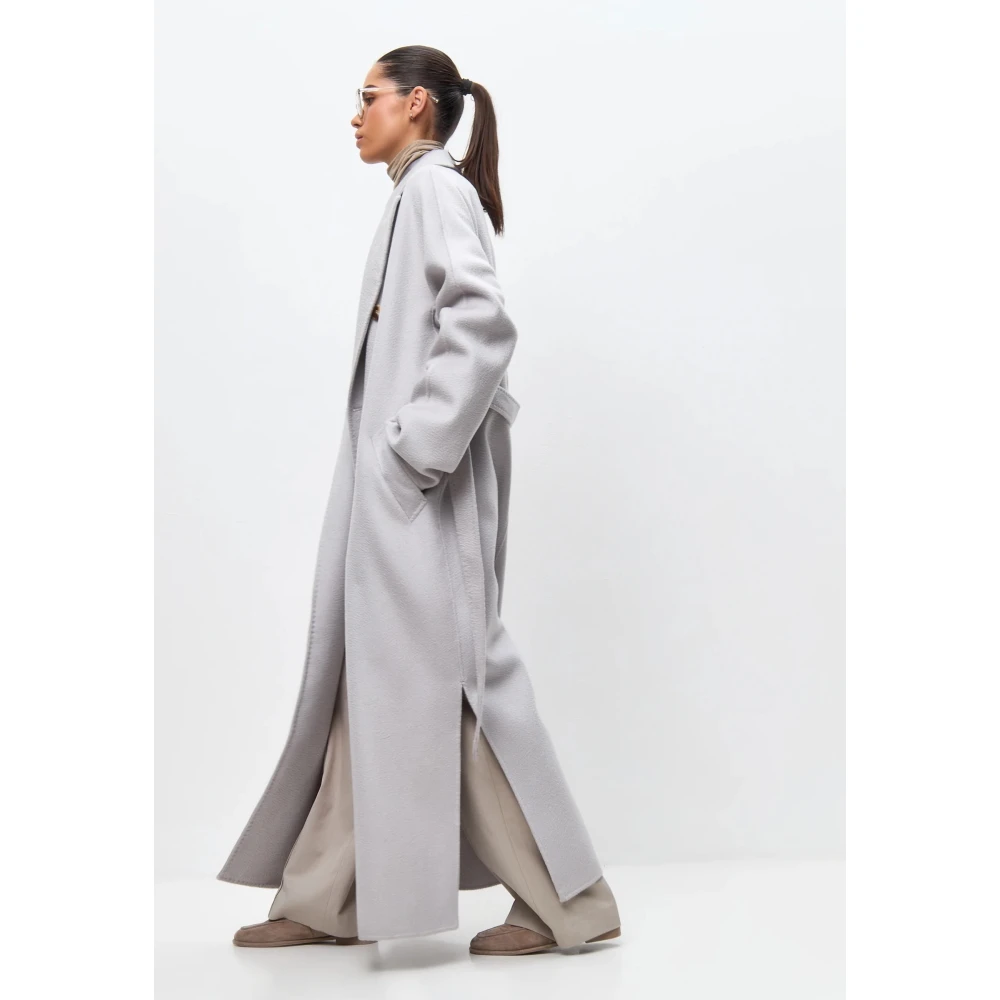 Cesare Gaspari Klassieke Luxe Lange Jas Rosie Wit Gray Dames