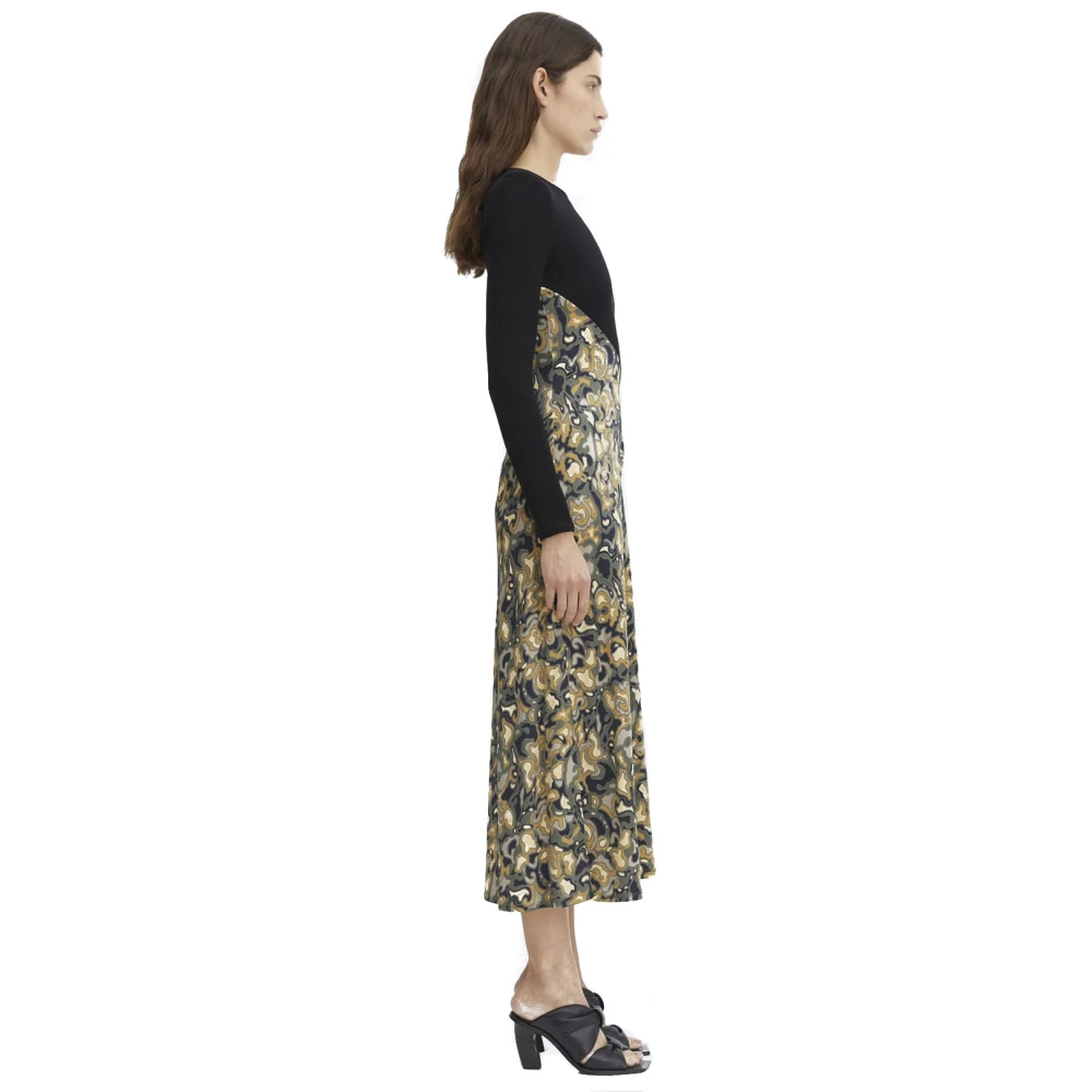 Rodebjer Gemarmerde Midi Jurk met Schouderkussens Multicolor Dames