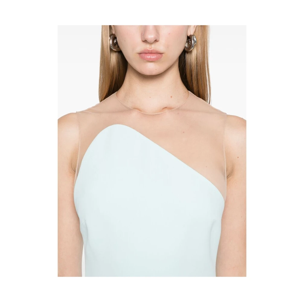 David Koma Blauwe Bodycon Jurk met Tule Paneel Blue Dames