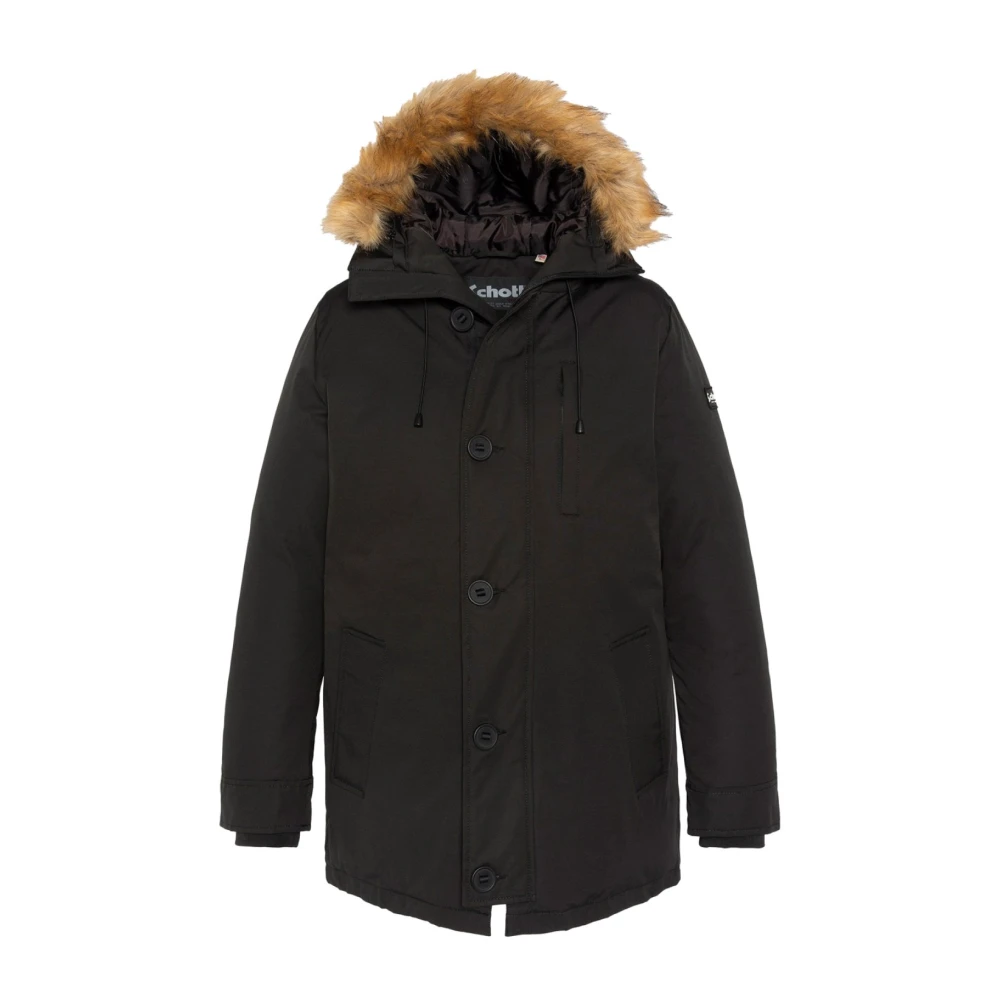 Schott NYC Winterjas met Kunstbont Capuchon Black Heren