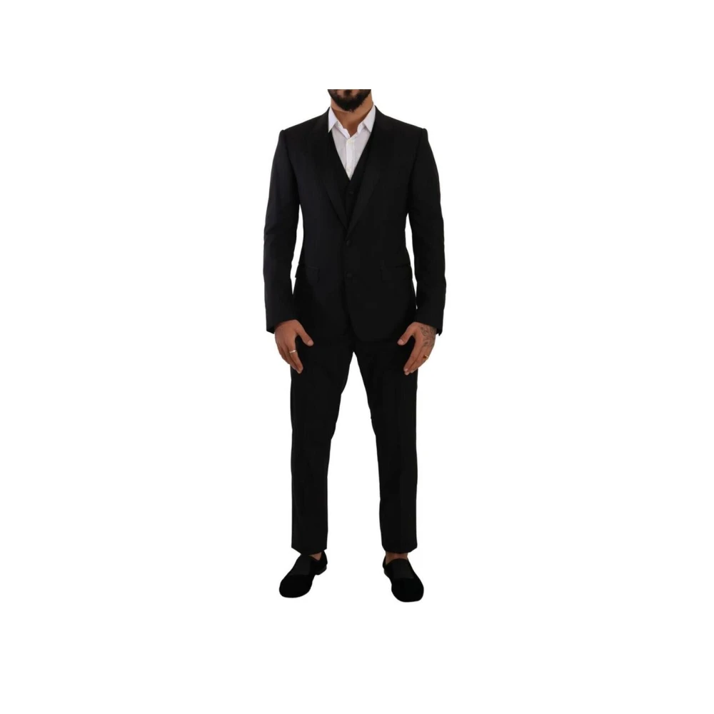 Dolce & Gabbana Uomo Nero - Elegante Completo In Lana Nera - Suits - L