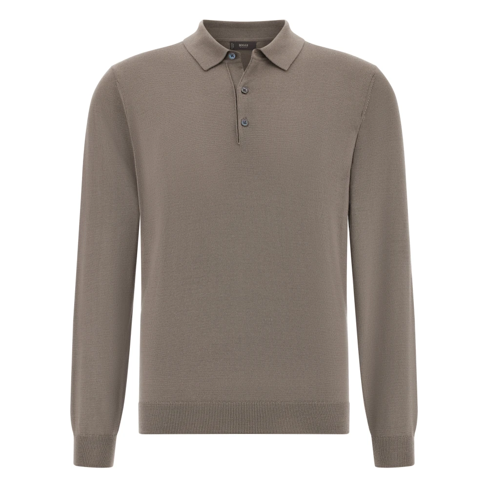 Boggi Milano Herr Grå Stickade Tröjor M, Stickad Merino Polo Skjorta