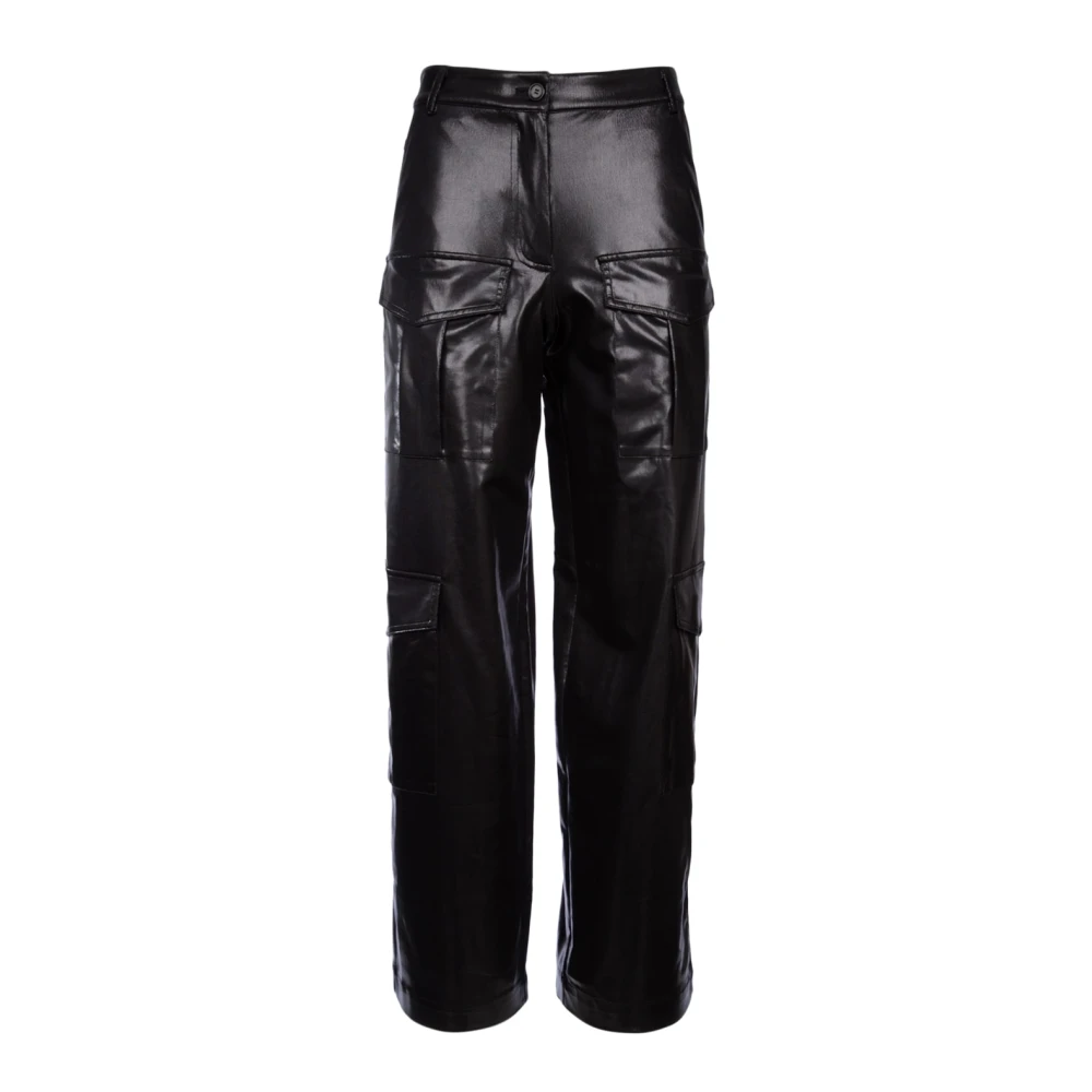 Pinko Leather Trousers Black Dames