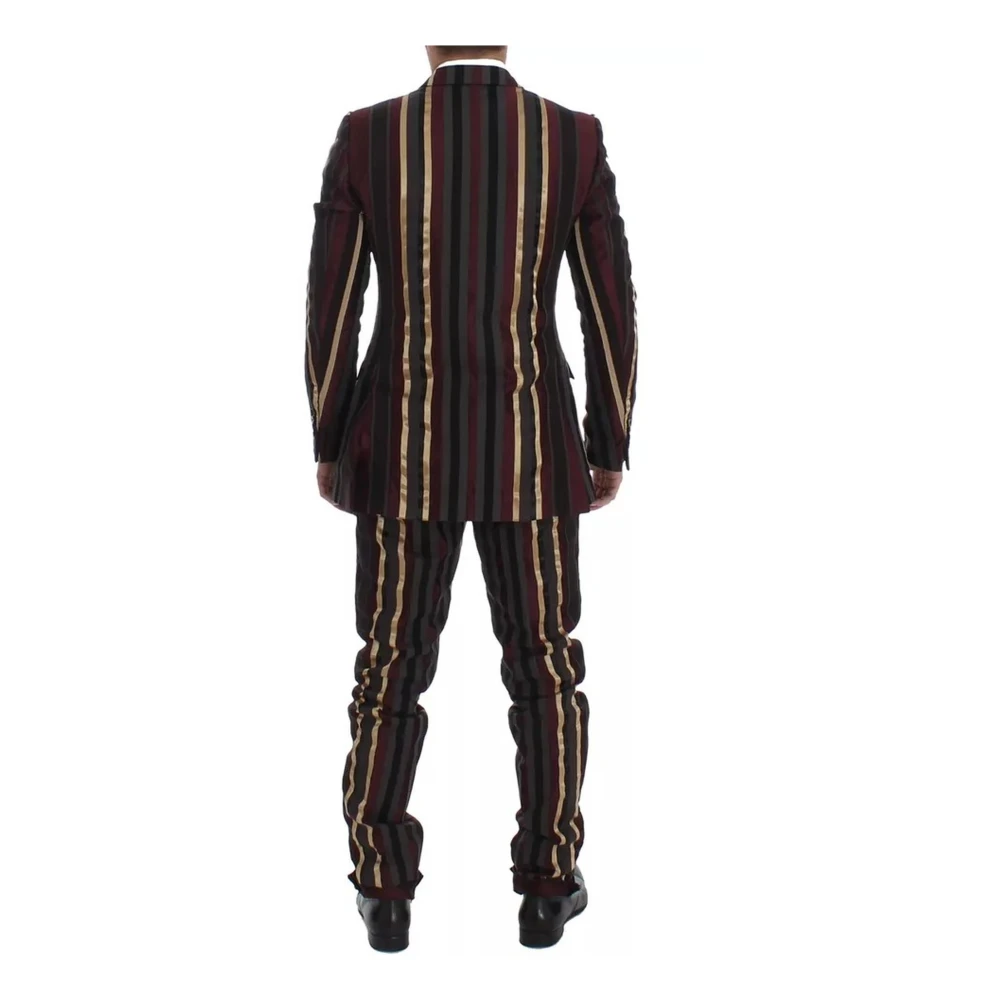 Dolce & Gabbana Gestreept Dubbelrijig Slim Fit Pak Multicolor Heren
