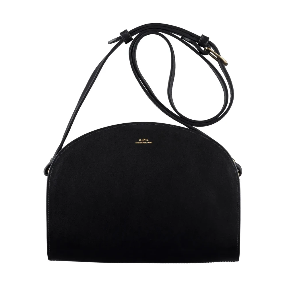 A.p.c. Zwarte Demi-Lune Leren Schoudertas Black Dames