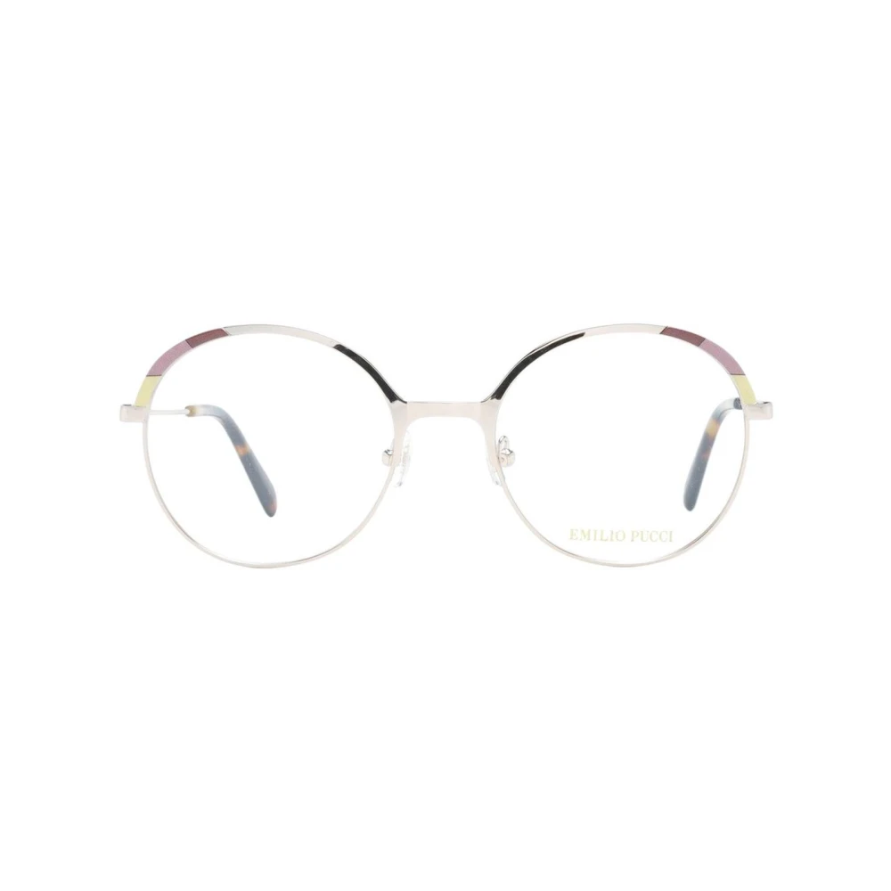 EMILIO PUCCI Gouden Ronde Optische Montuur met Merkhoes Yellow Dames