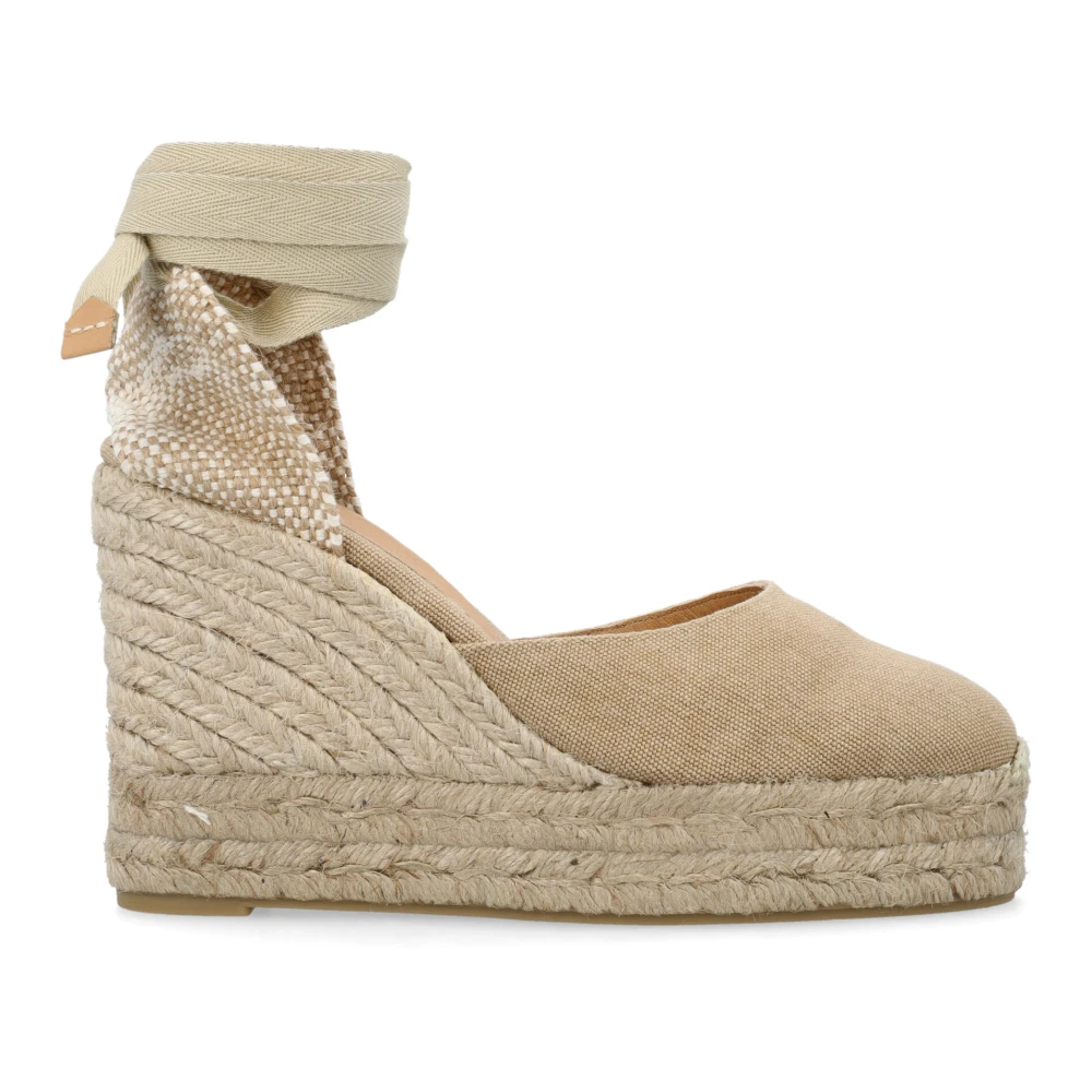 Castañer Canvas Espadrille Sleehak Sandalen Beige Dames